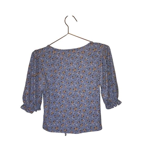 Altar'd State Blue Floral Ribbed Cropped Top - Small - Picture 2 of 7